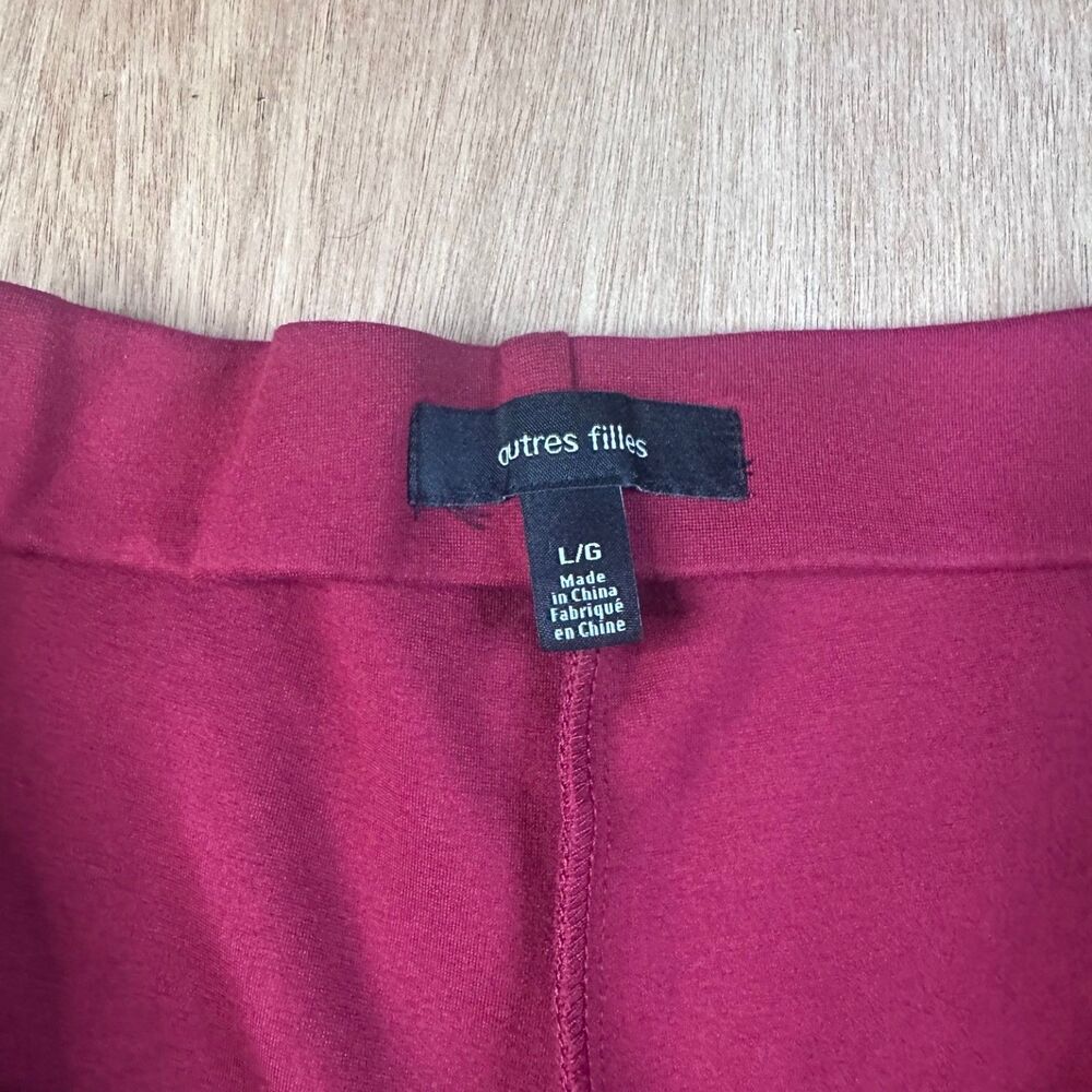 Autres Filles Women’s Dark Red Wide Leg Cropped Pants L/G Stretch Winter Career - Picture 5 of 6